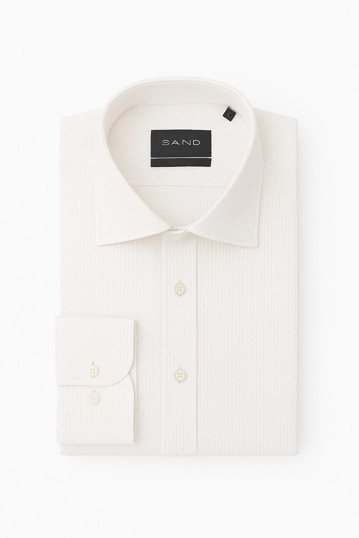 Sand - Men Seersucker State Soft Long Sleeve Shirt