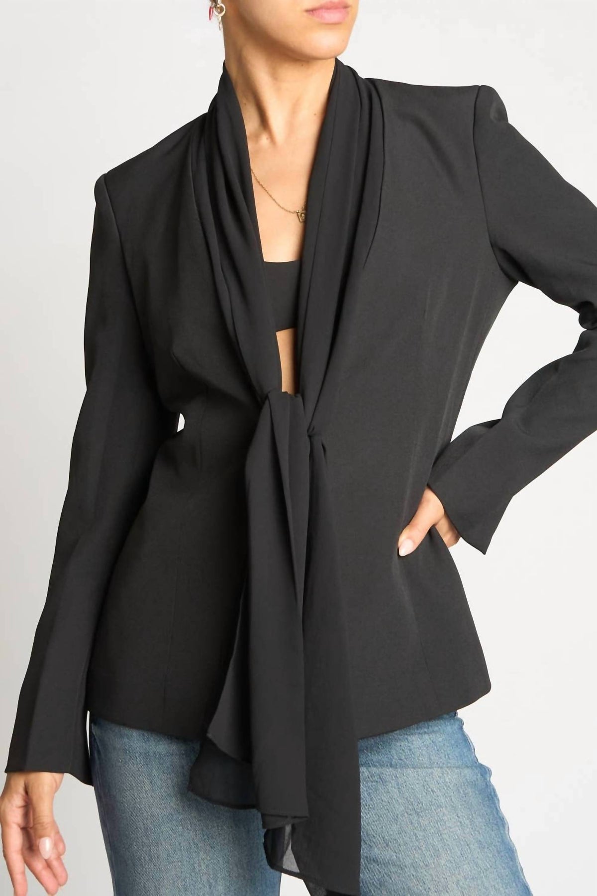 Sans Souci - Scarf Tie Front Blazer
