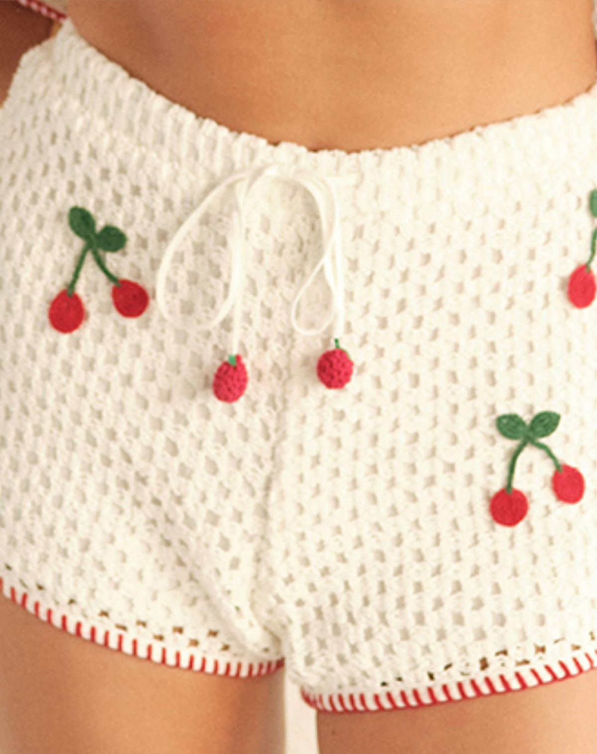 Saylor - Women's Blithe Cherry Mesh Crochet Short Set