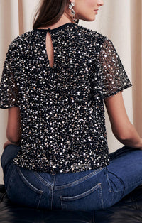 Saylor - Natassia Tweed Bead Sequin Top