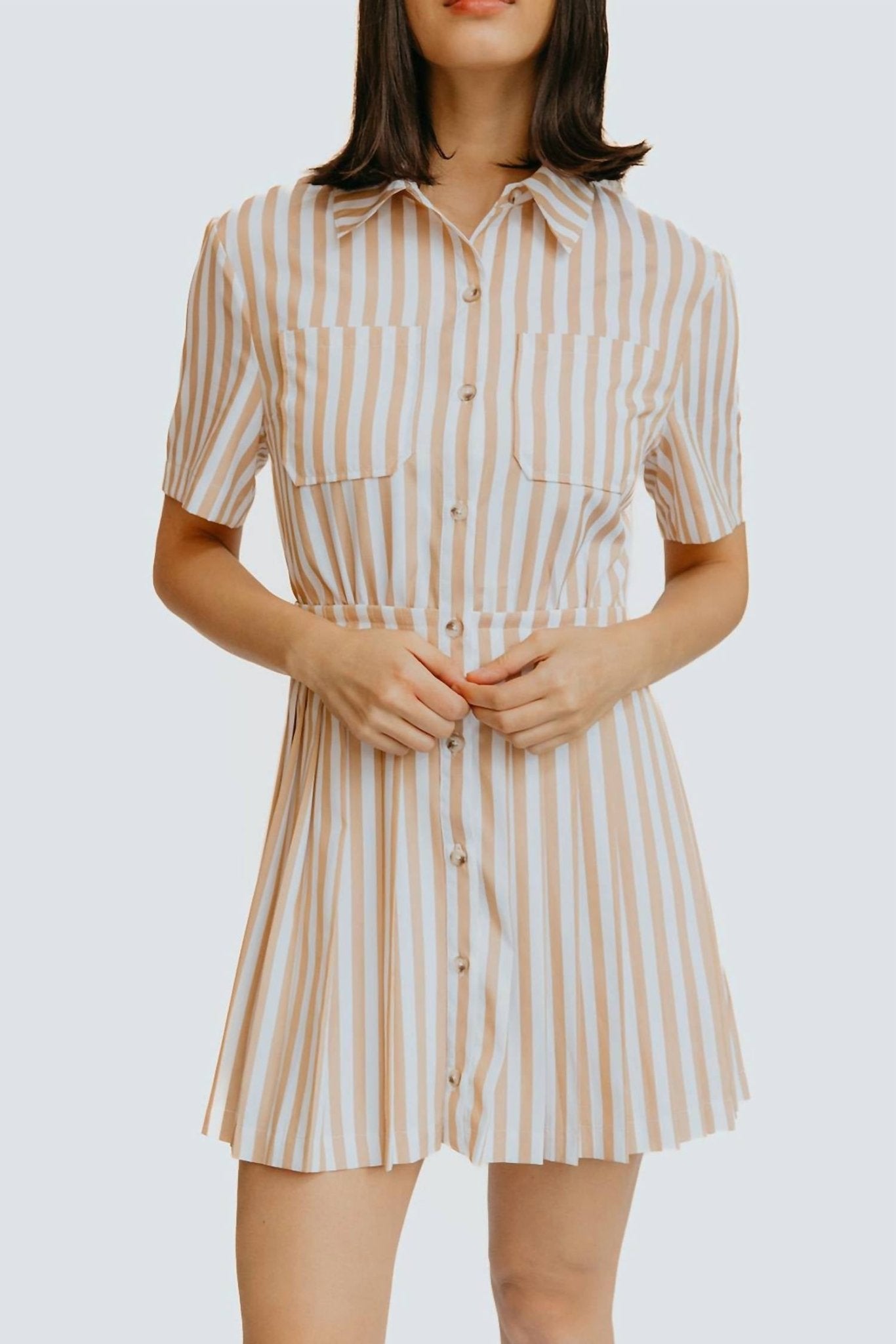 Saylor - Wilda Shirt Dress - beige - clothing - dresses