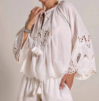 Scarlett Poppies - Ashu Embroidered Top - blouses - clothing - cotton