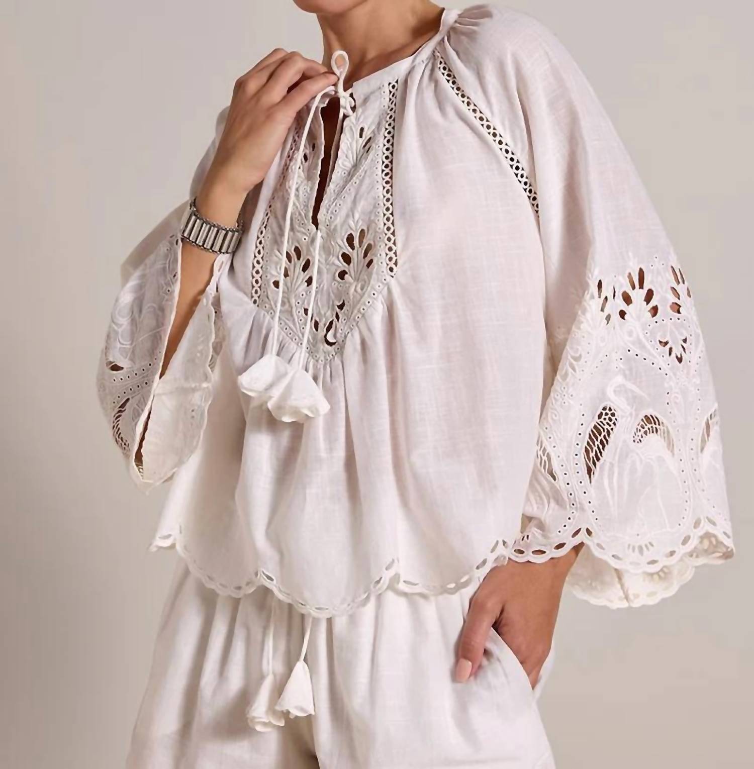 Scarlett Poppies - Ashu Embroidered Top - blouses - clothing - cotton