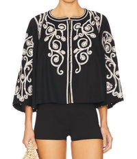 Scarlett Poppies - Neely 3/4 Sleeve Top - black - blouses - clothing