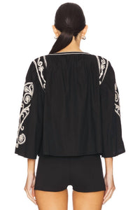 Scarlett Poppies - Neely 3/4 Sleeve Top - black - blouses - clothing