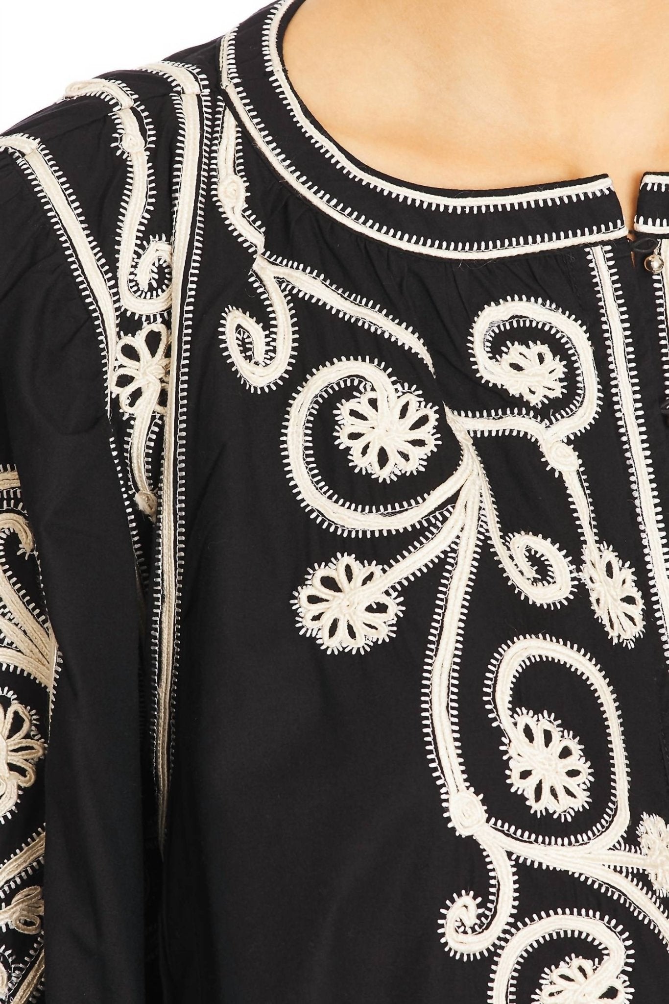 Scarlett Poppies - Neely 3/4 Sleeve Top - black - blouses - clothing