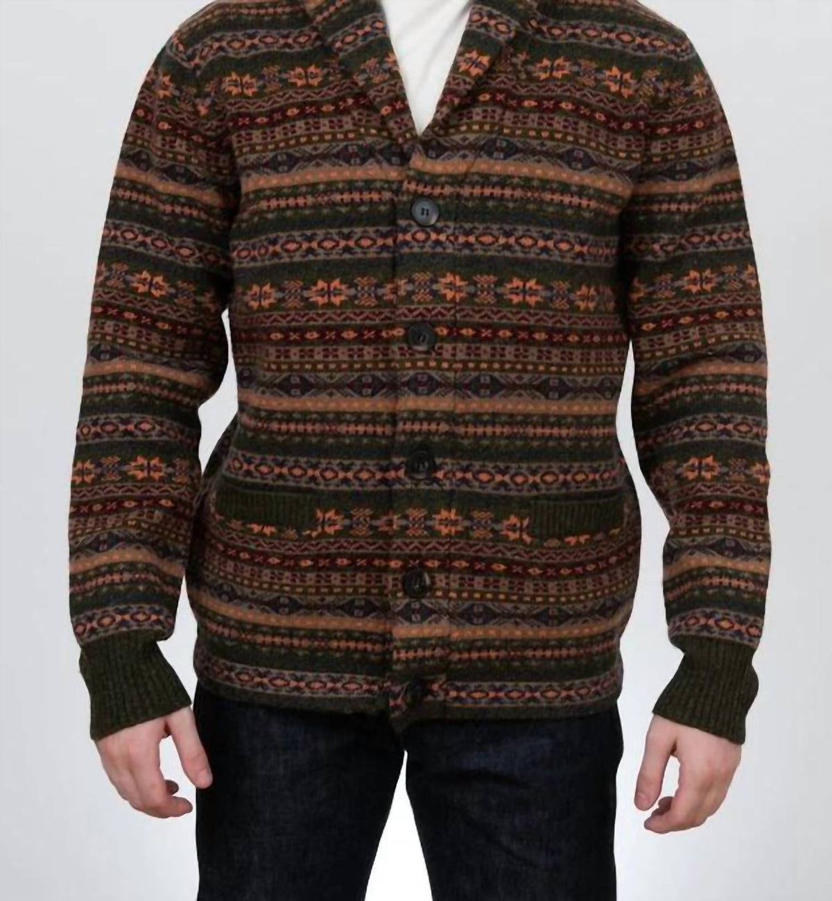 Schott - Wool Blend Fair Isle Cardigan