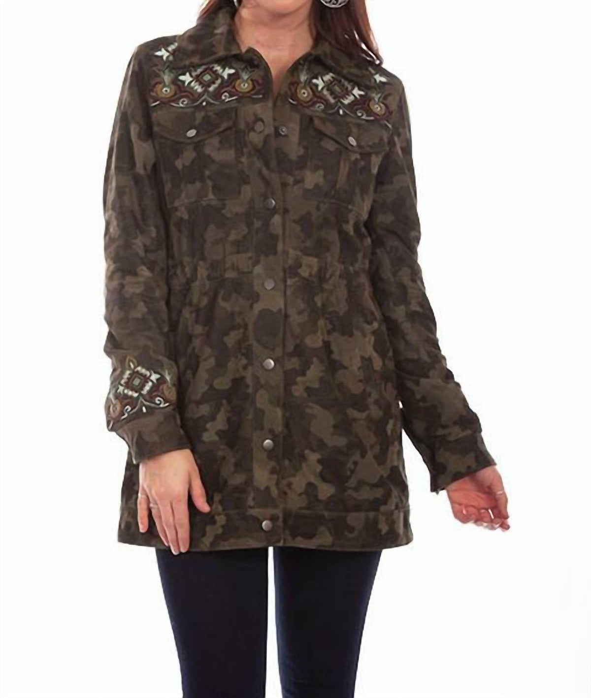 Scully - Camouflage Suede And Embroidered Beaded Jacket
