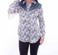 Scully - Leather Long Sleeve Fringe Top