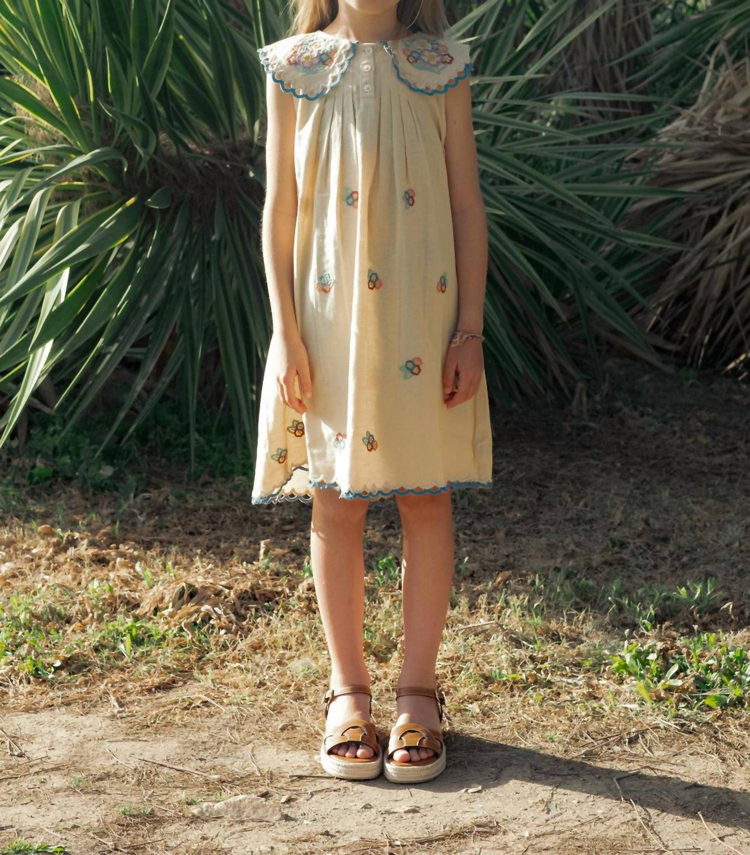 Sea - Girl's Melinda Embroidered Dress - beige - casual - clothing
