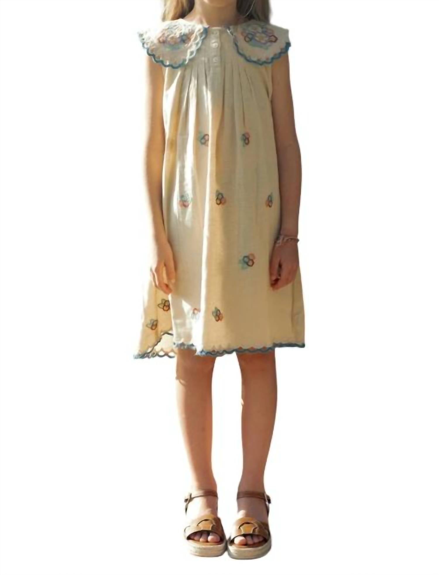 Sea - Girl's Melinda Embroidered Dress - beige - casual - clothing
