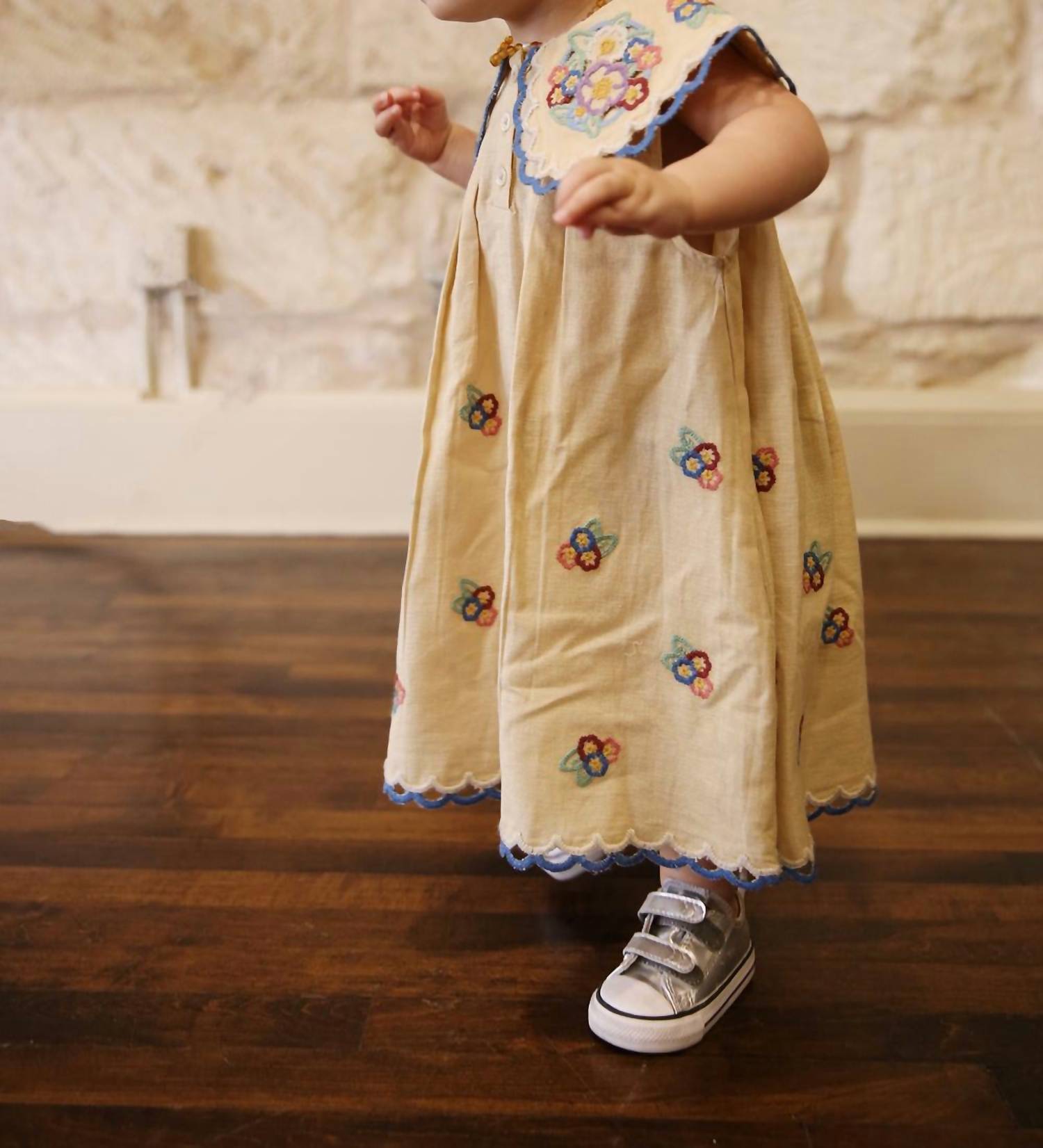 Sea - Girl's Melinda Embroidered Dress - beige - casual - clothing