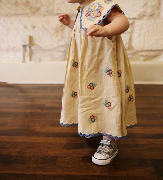 Sea - Girl's Melinda Embroidered Dress - beige - casual - clothing