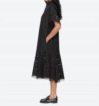 Sea - Marja Embroidered Shirt Dress - black - clothing - dresses