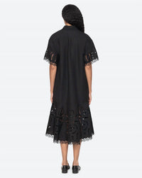 Sea - Marja Embroidered Shirt Dress - black - clothing - dresses