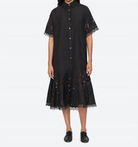 Sea - Marja Embroidered Shirt Dress - black - clothing - dresses