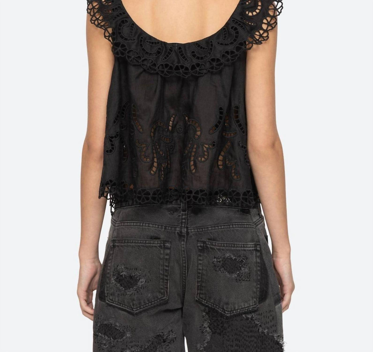Sea - Marja Embroidery Flutter Tank Top