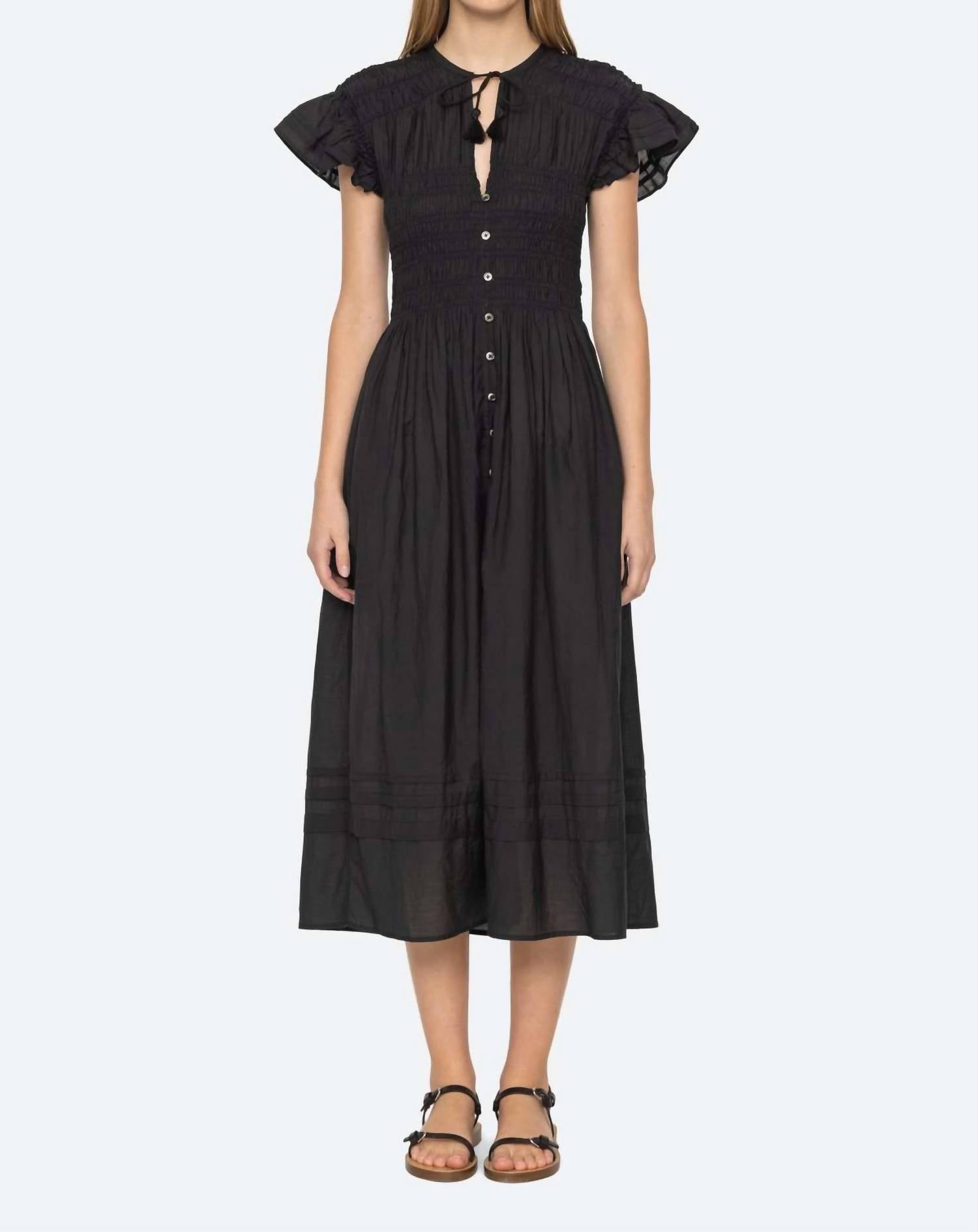 Sea - Nomi Solid Dress - black - clothing - cotton - blend