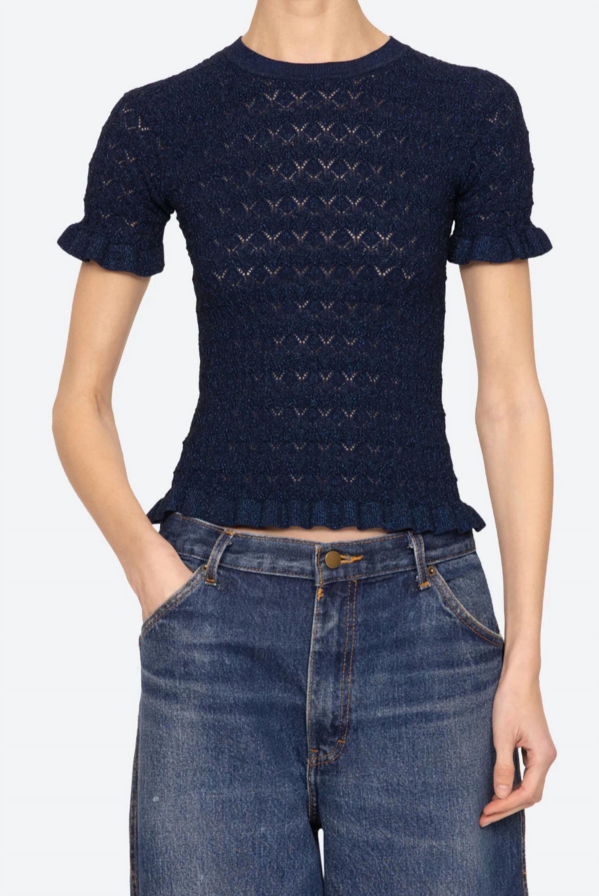 Sea - Ruby Sparkle Knit Short Sleeve Top