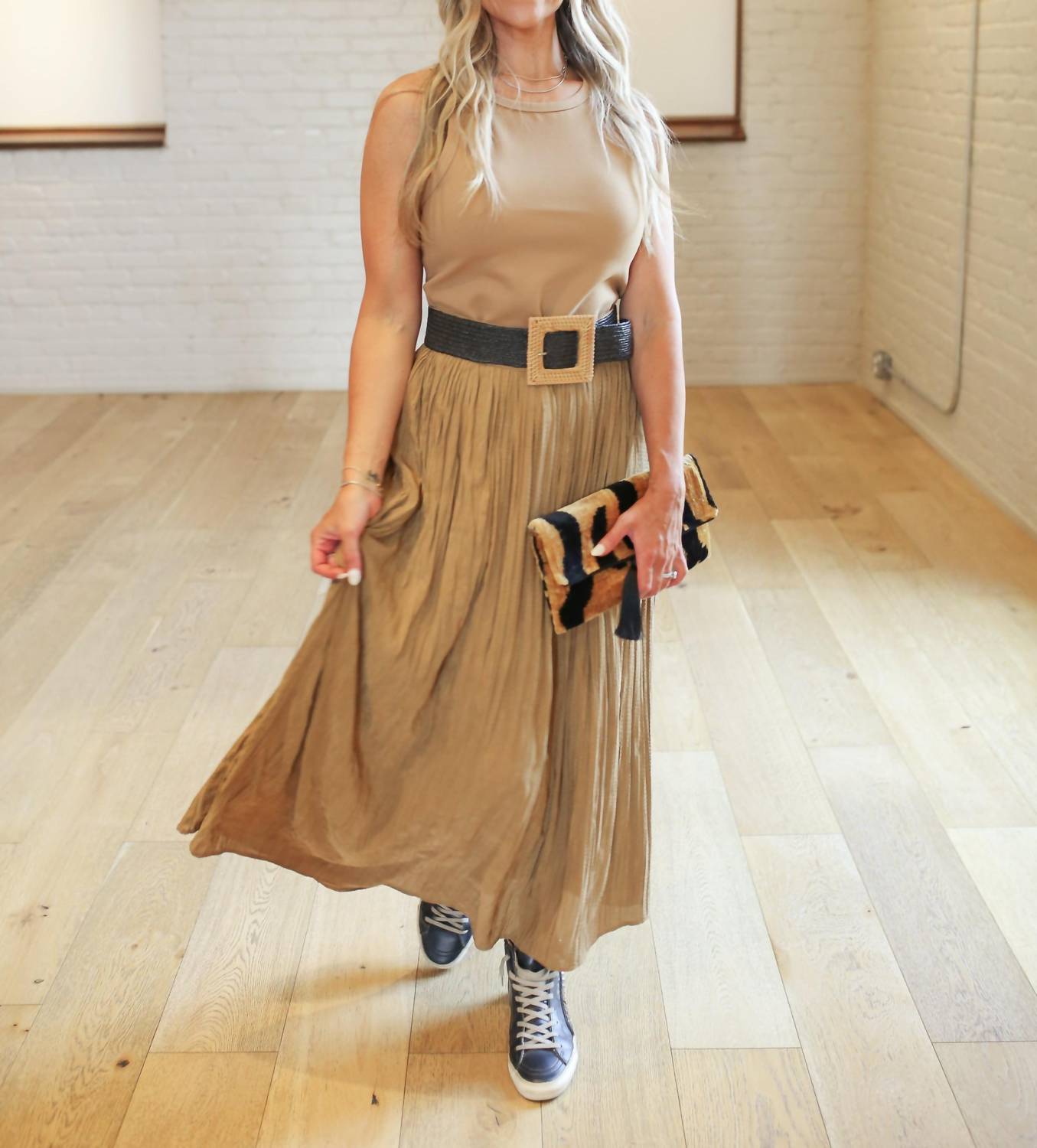 See U Soon - Crinkled Maxi Skirt - brown - clothing - long - skirts