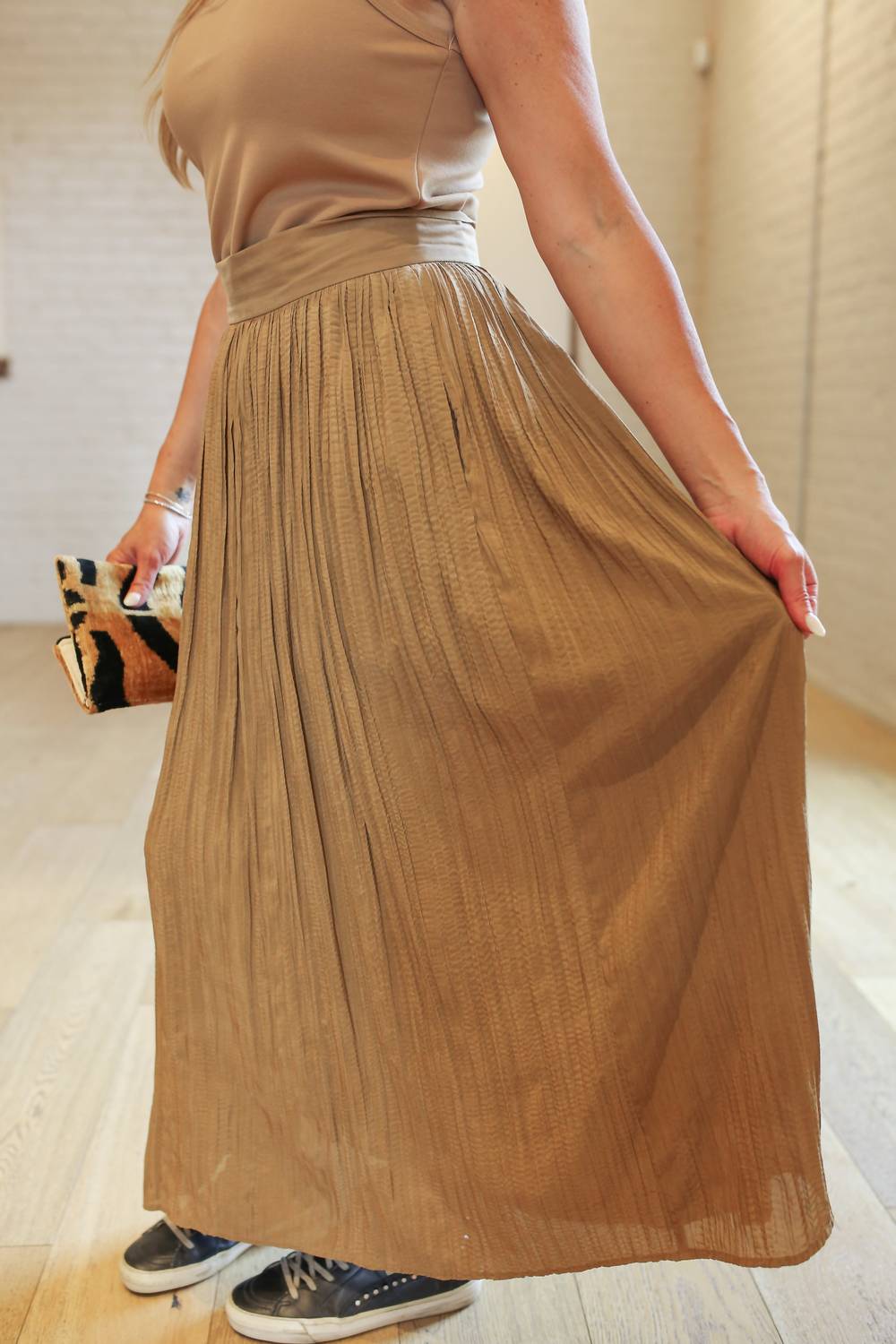 See U Soon - Crinkled Maxi Skirt - brown - clothing - long - skirts