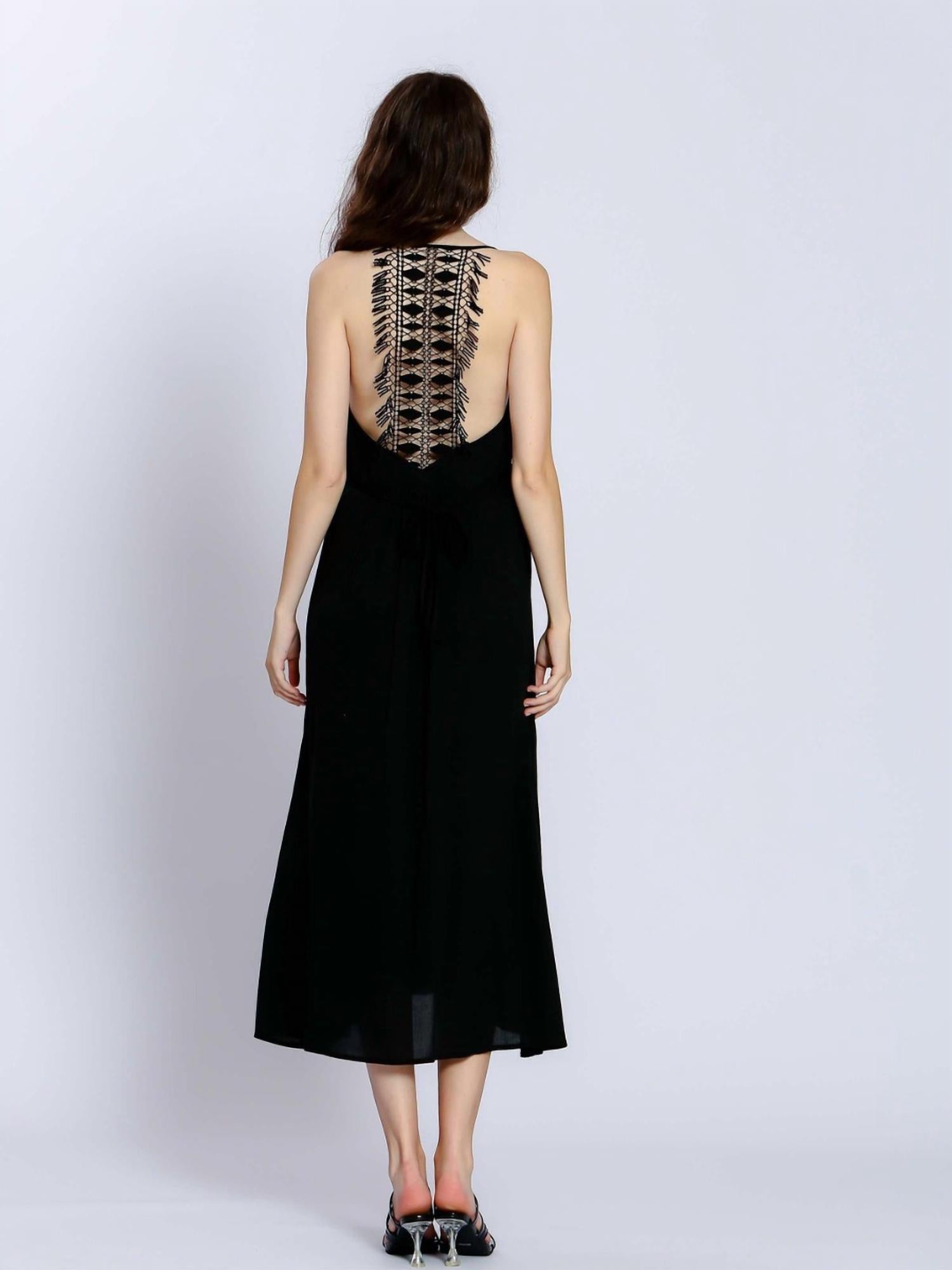 See U Soon - Put Your Back Into It Midi Dress - black - clothing - cotton