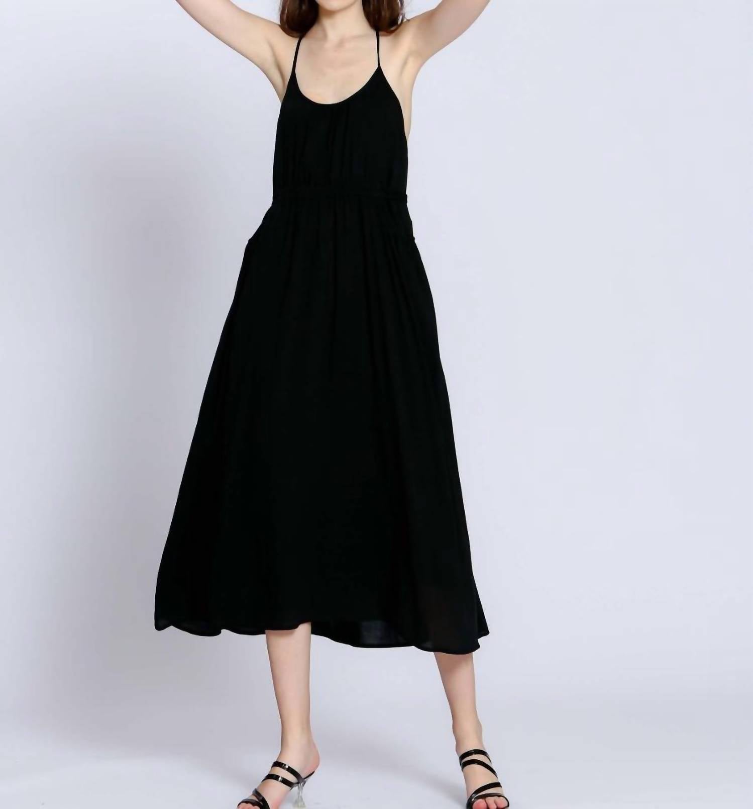 See U Soon - Put Your Back Into It Midi Dress - black - clothing - cotton