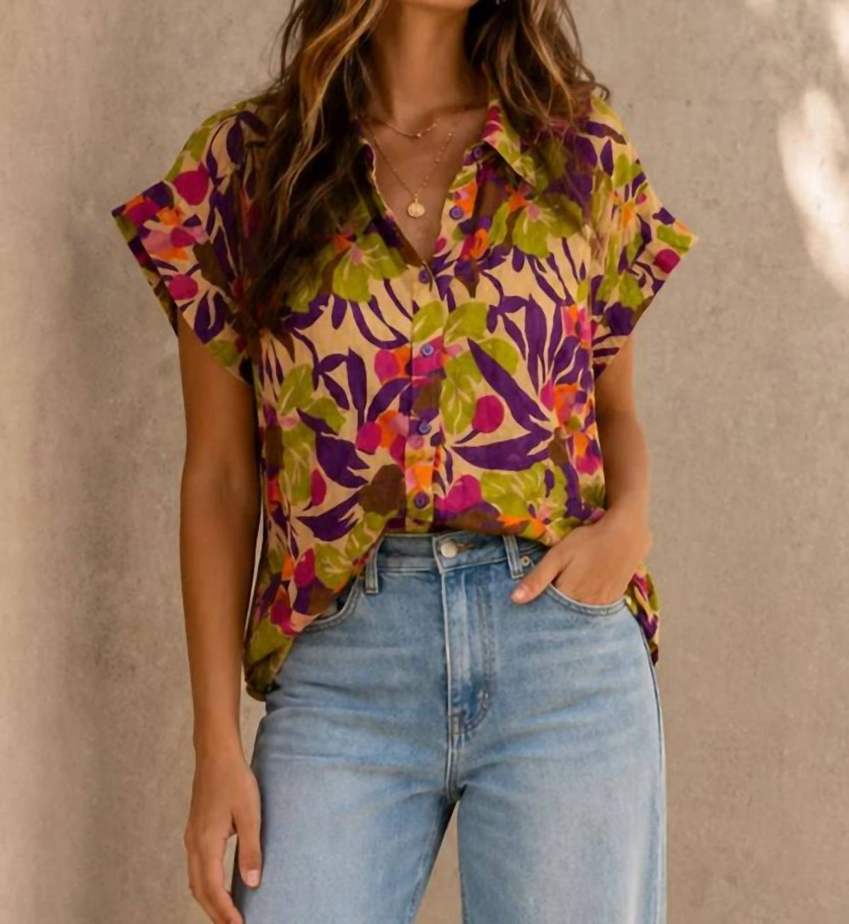 See U Soon - Relaxed Button-up Floral Blouse
