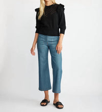 Self Contrast - Gwyneth Ruffle Sweater - black - clothing - cotton
