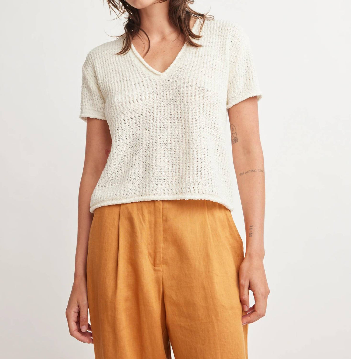 Self Contrast - Indigo V-Neck Sweater Top