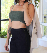 Self Contrast - Nalini Cropped Elastic Smocking Top - clothing - cotton - crop - tops
