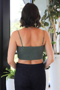 Self Contrast - Nalini Cropped Elastic Smocking Top - clothing - cotton - crop - tops