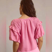 Self Contrast - Rosalyn Crop Top - clothing - crop - tops - linen - blend