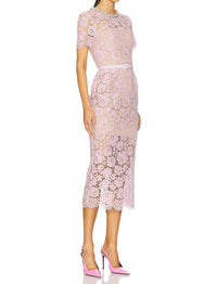 Self - Portrait - Fine Lace Pearl Midi Dress - clothing - dresses - midi