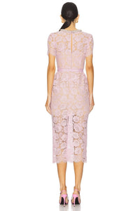 Self - Portrait - Fine Lace Pearl Midi Dress - clothing - dresses - midi