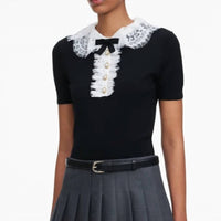 Self-Portrait - Knit Lace Collar Top
