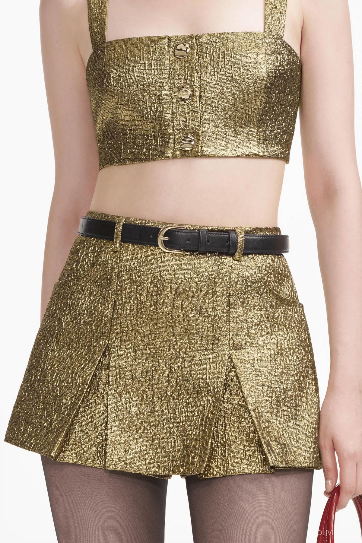 Self-Portrait - Metallic Jacquard Skort
