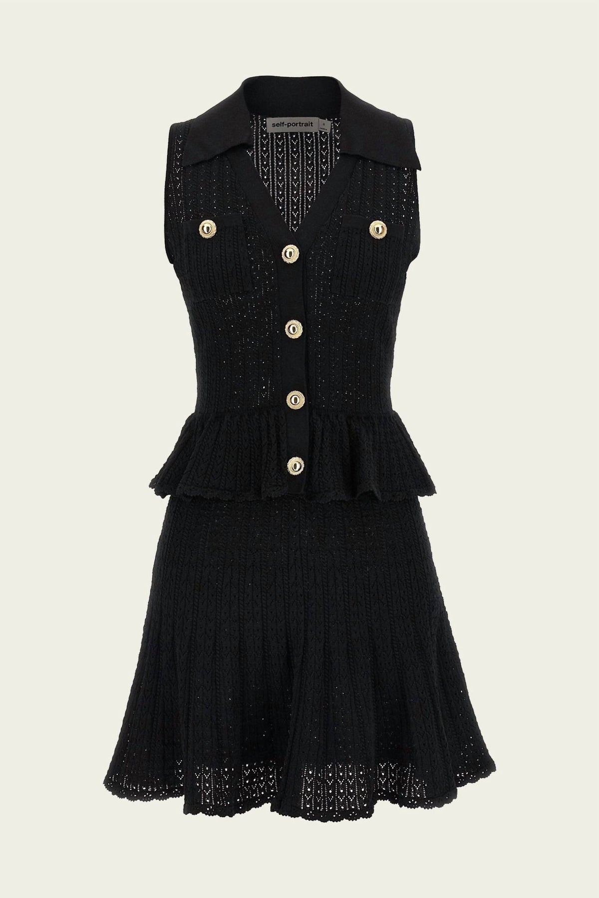 Self-Portrait - Pointelle Knit Mini Dress