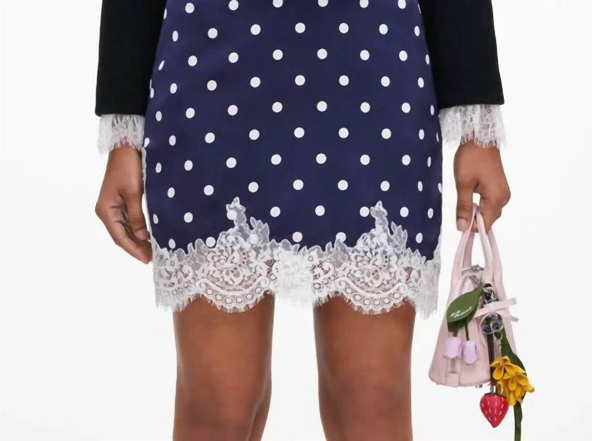 Self-Portrait - Polka Dot Satin Mini Skirt