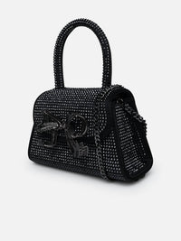 Self - Portrait - Women's Rhinestone Micro Bow Bag - bags - black - handbags