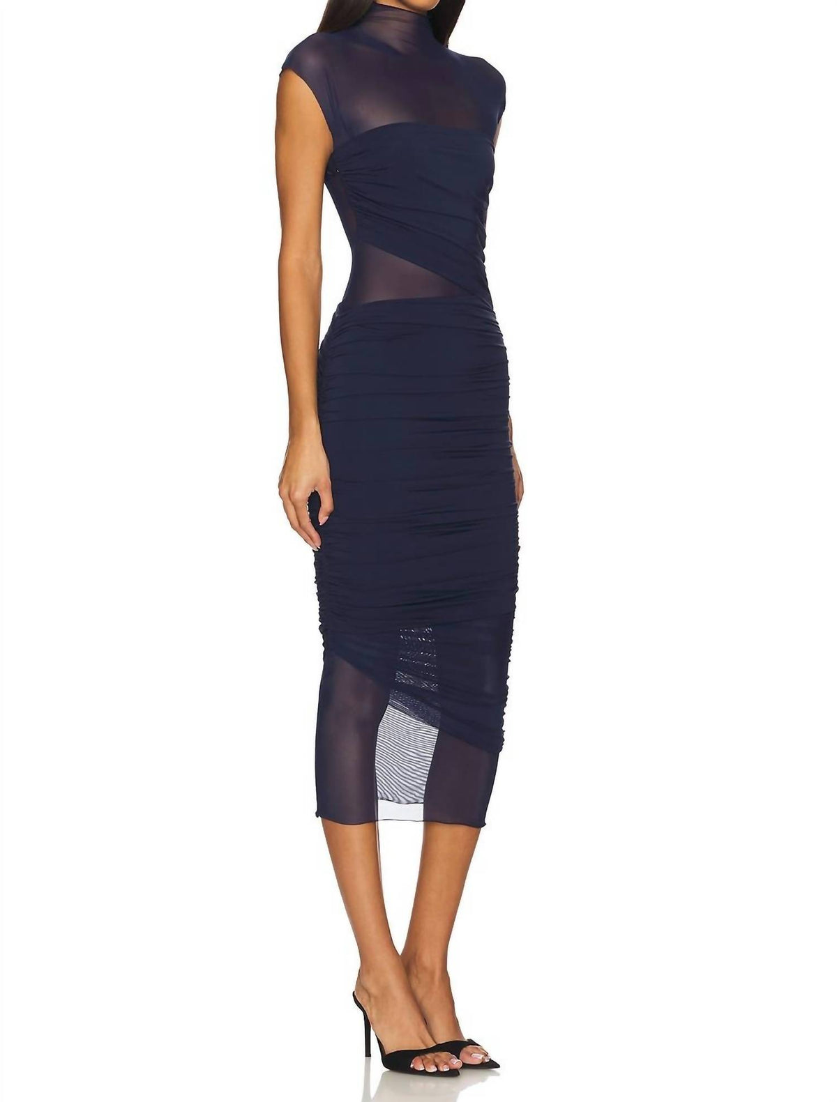 Ser.O.Ya - Tabitha Mesh Ruched Midi Dress