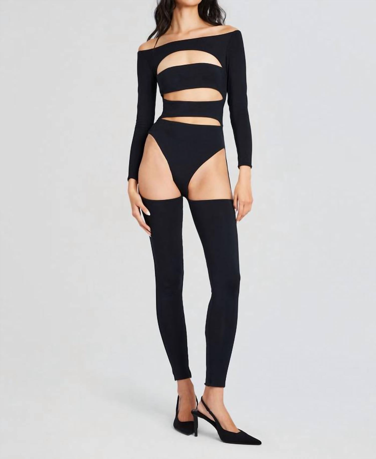 Ser.O.Ya - Andromeda Cut Out Catsuit - black - clothing - jumpsuits