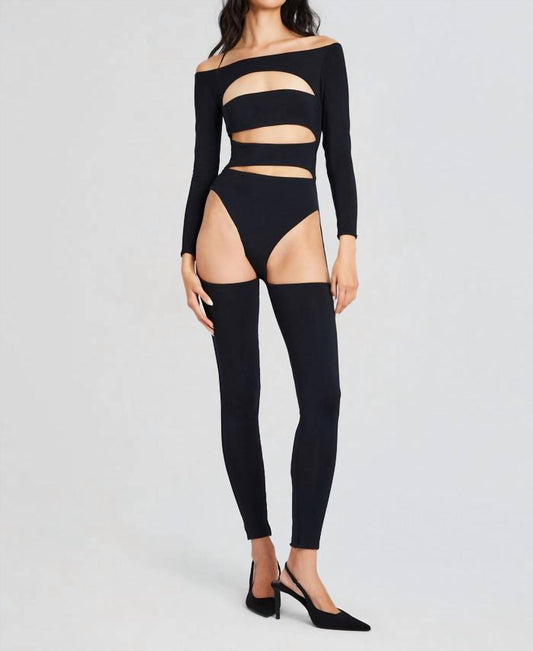 Ser.O.Ya - Andromeda Cut Out Catsuit - black - clothing - jumpsuits