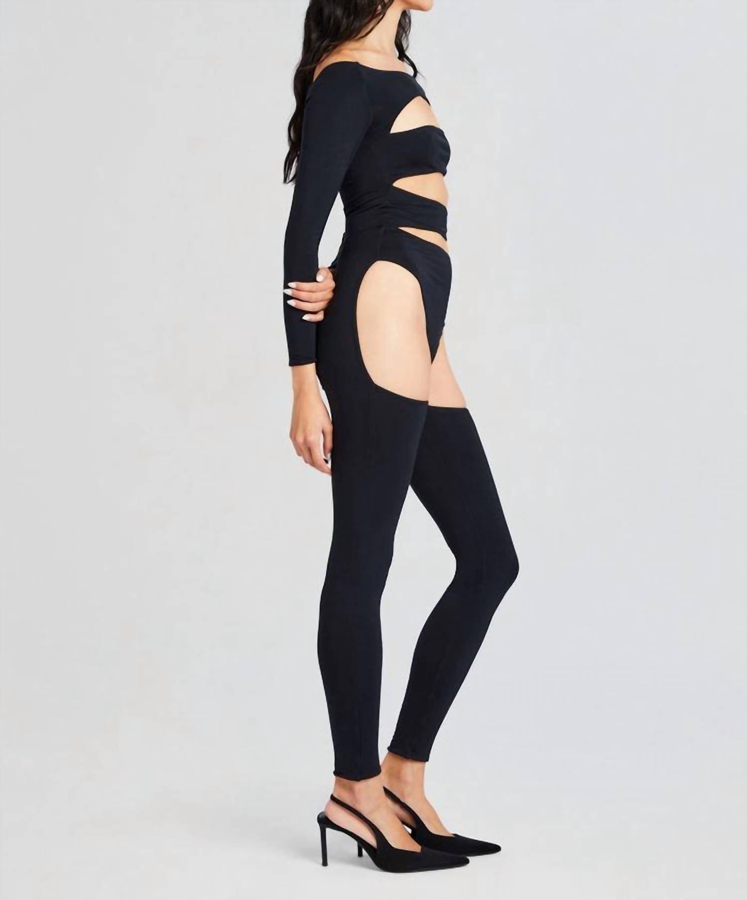 Ser.O.Ya - Andromeda Cut Out Catsuit - black - clothing - jumpsuits
