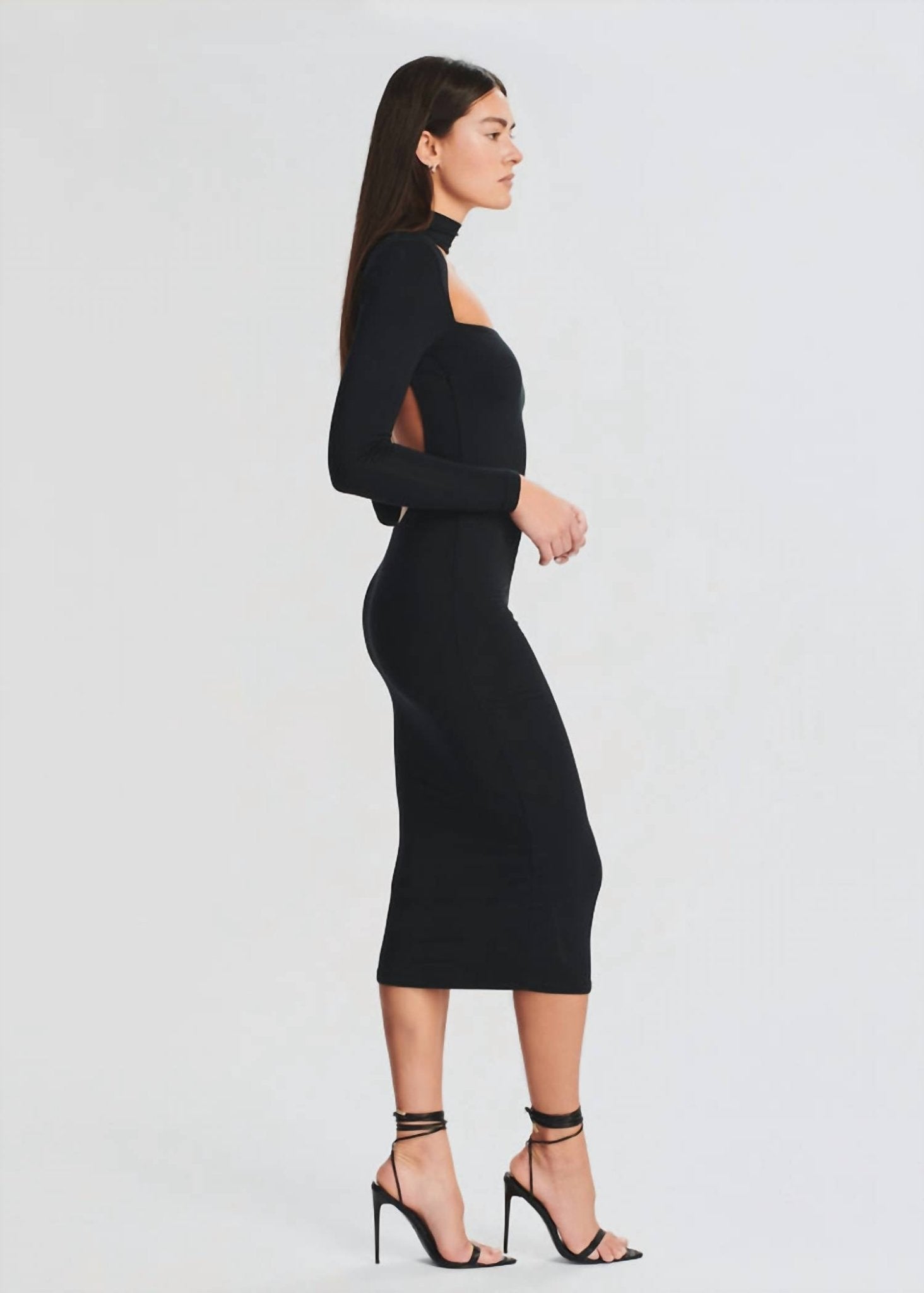 Ser.O.Ya - Dani Cut Out Back Midi Dress - black - clothing - dresses