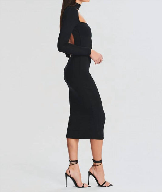 Ser.O.Ya - Dani Cut Out Back Midi Dress - black - clothing - dresses