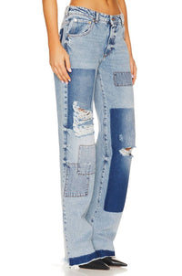 Ser.O.Ya - Heidi Straight Legpatch Jeans - blue - clothing - cotton