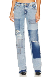 Ser.O.Ya - Heidi Straight Legpatch Jeans - blue - clothing - cotton