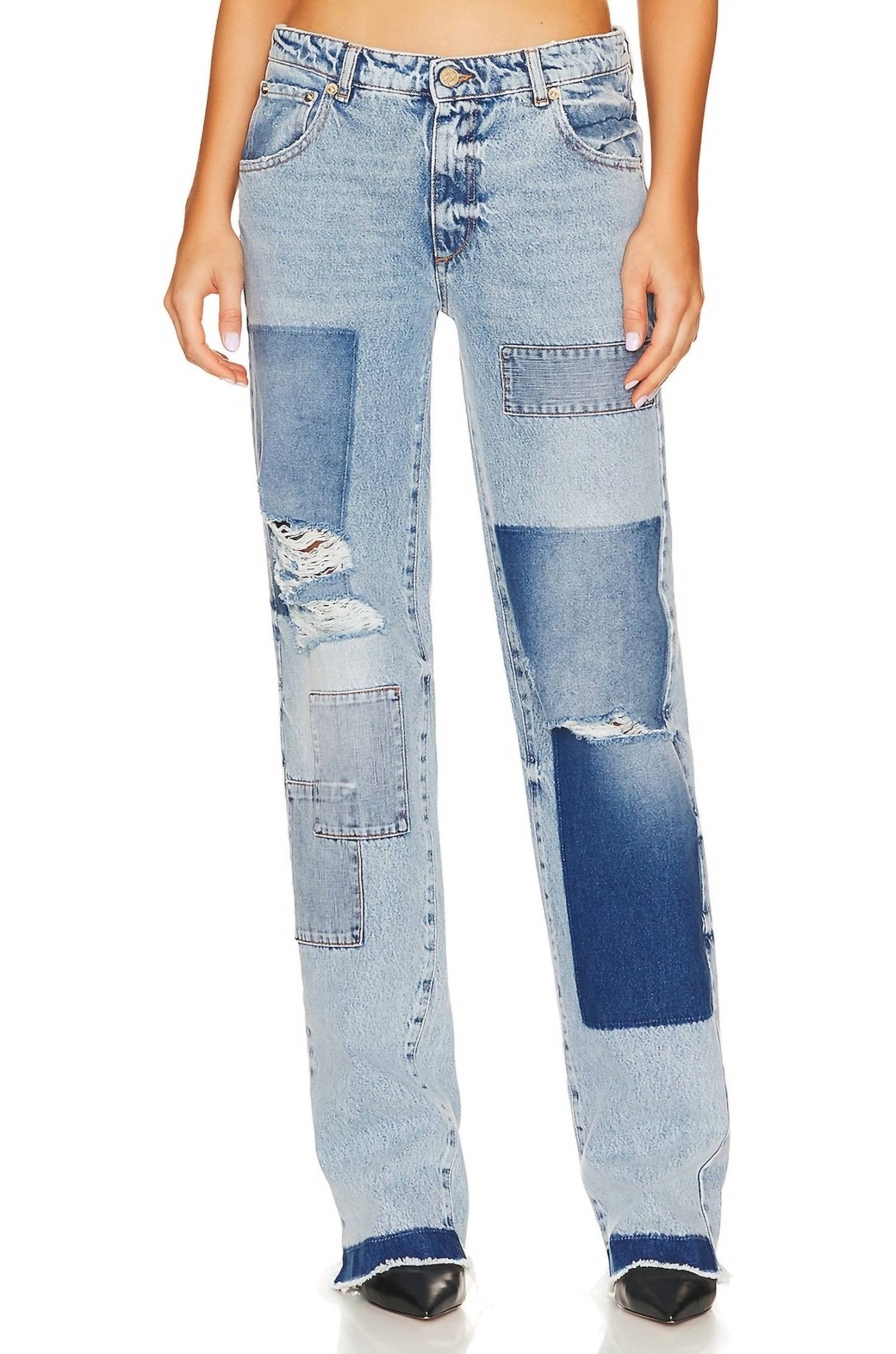 Ser.O.Ya - Heidi Straight Legpatch Jeans - blue - clothing - cotton