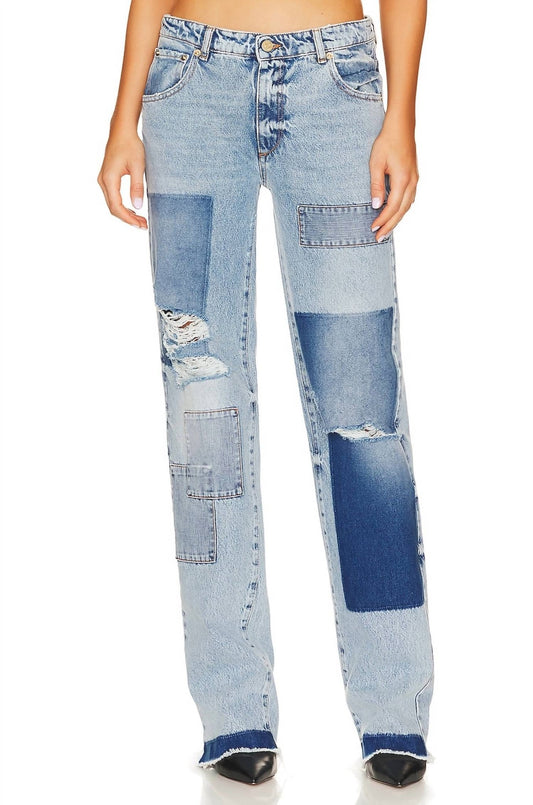 Ser.O.Ya - Heidi Straight Legpatch Jeans - blue - clothing - cotton
